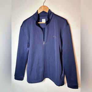 Callaway Mens Sweater Size Large Blue 1/2 Zip Sweatshirt Ribbed Mock Neck Golf